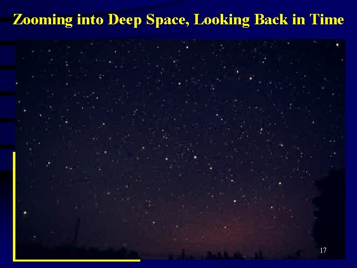 Zooming into Deep Space, Looking Back in Time 17 