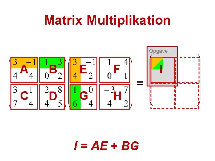 Matrix Multiplikation Opgave A C B D E G F H I = AE