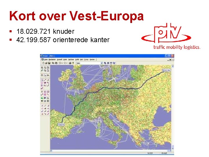 Kort over Vest-Europa § 18. 029. 721 knuder § 42. 199. 587 orienterede kanter