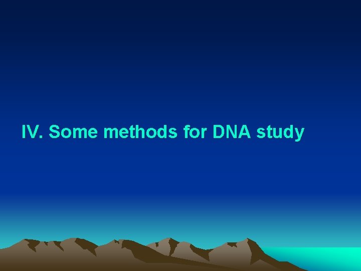 IV. Some methods for DNA study 