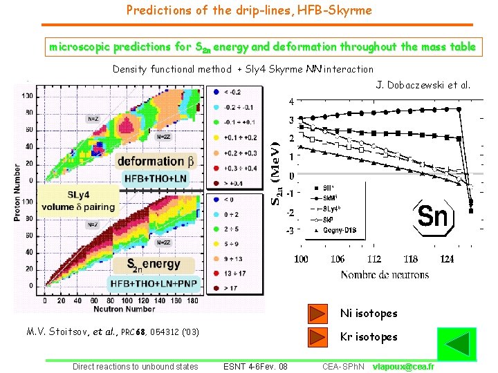 Predictions of the drip-lines, HFB-Skyrme microscopic predictions for S 2 n energy and deformation