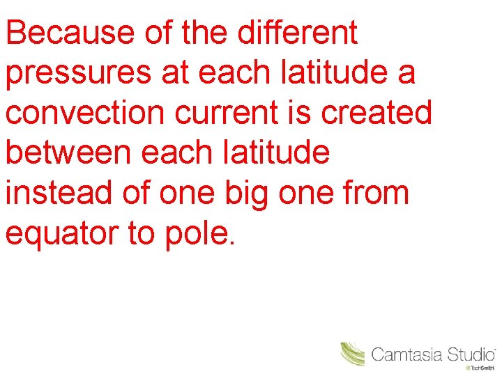 Because of the different pressures at each latitude a convection current is created between
