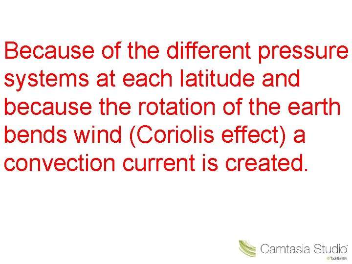 Because of the different pressure systems at each latitude and because the rotation of