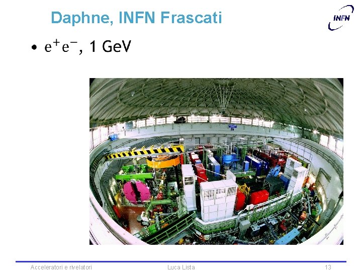 Daphne, INFN Frascati • Acceleratori e rivelatori Luca Lista 13 