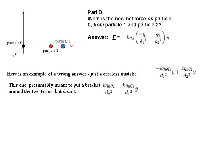 Part B What is the new net force on particle 0, from particle 1