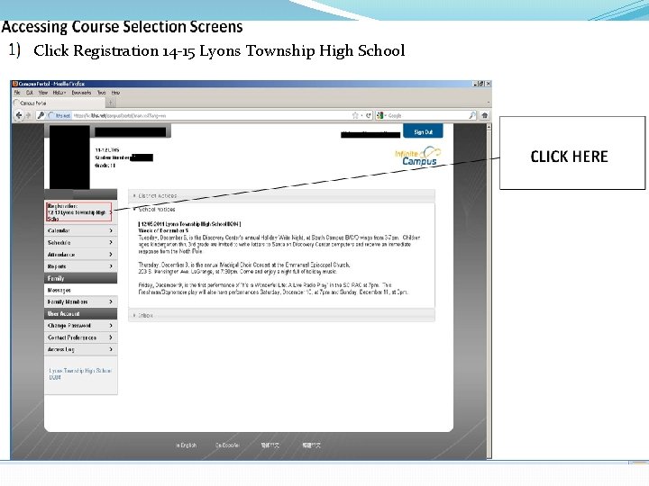 Click Registration 14 -15 Lyons Township High School 