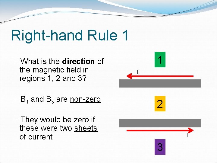 Right-hand Rule 1 What is the direction of the magnetic field in regions 1,