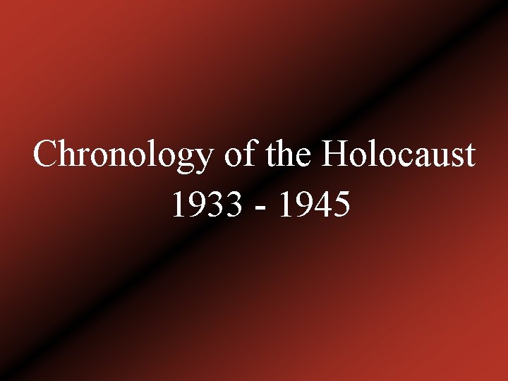 Chronology of the Holocaust 1933 - 1945 