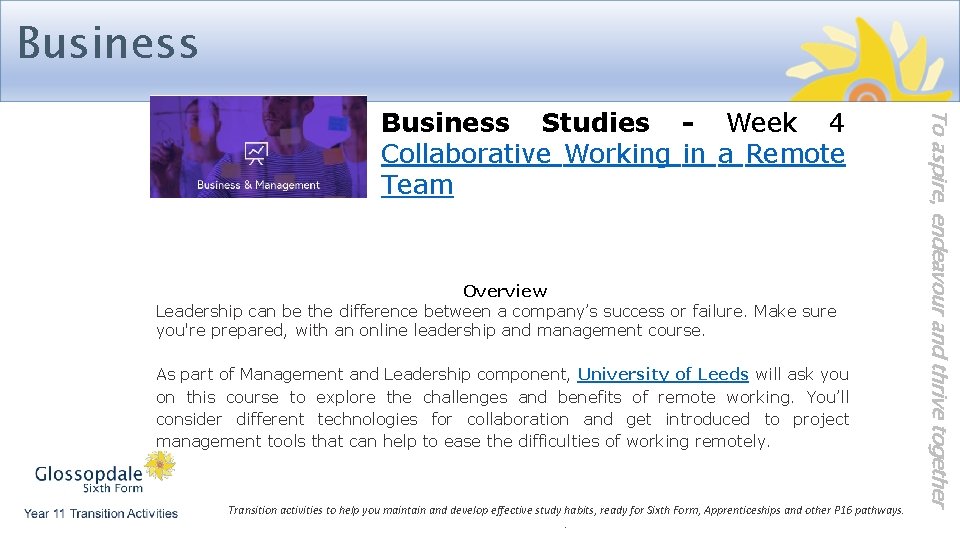 Business Overview Leadership can be the difference between a company’s success or failure. Make
