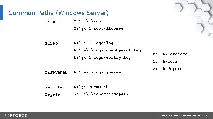 Common Paths (Windows Server) P 4 ROOT M: p 41rootlicense P 4 LOG L:
