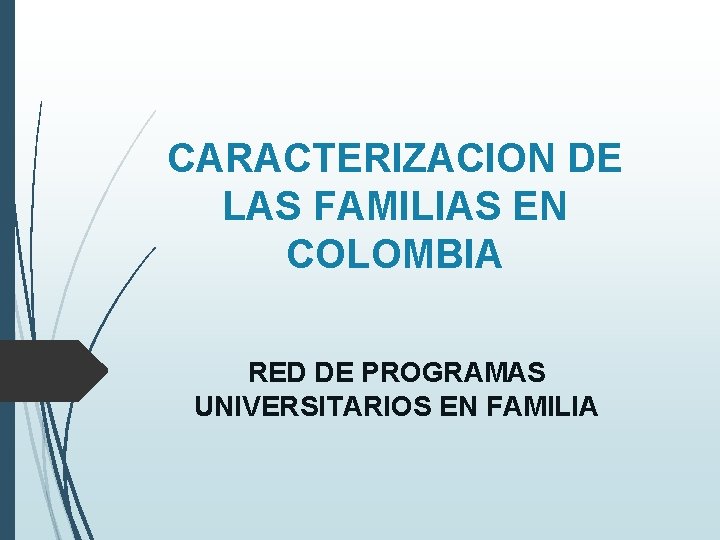 CARACTERIZACION DE LAS FAMILIAS EN COLOMBIA RED DE PROGRAMAS UNIVERSITARIOS EN FAMILIA 