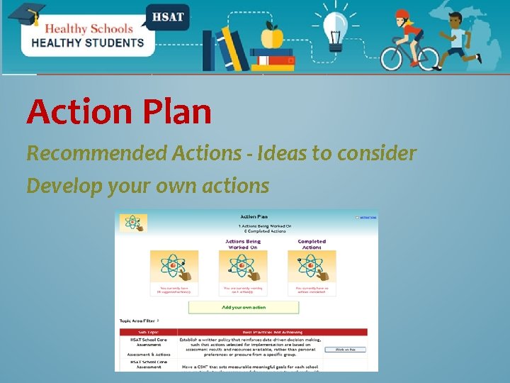 Action Plan Recommended Actions - Ideas to consider Develop your own actions 