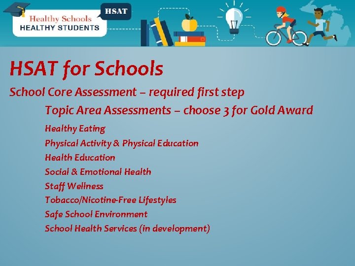 HSAT for Schools School Core Assessment – required first step Topic Area Assessments –