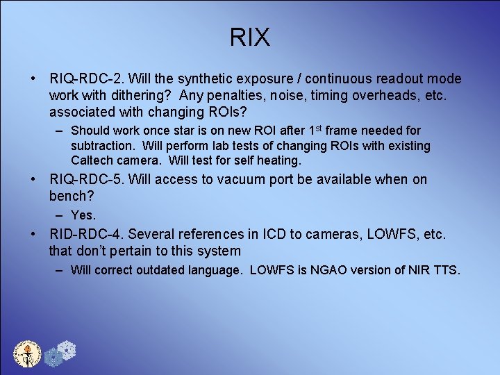 RIX • RIQ-RDC-2. Will the synthetic exposure / continuous readout mode work with dithering?