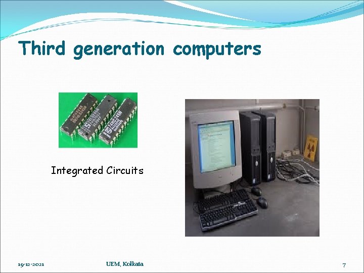 Third generation computers Integrated Circuits 19 -12 -2021 UEM, Kolkata 7 