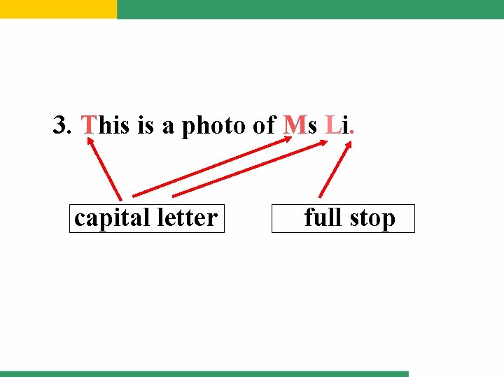 3. This is a photo of Ms Li. capital letter full stop 