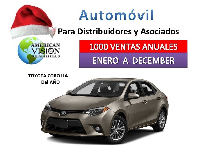 Para Distribuidores y Asociados 1000 VENTAS ANUALES ENERO A DECEMBER TOYOTA COROLLA Del AÑO