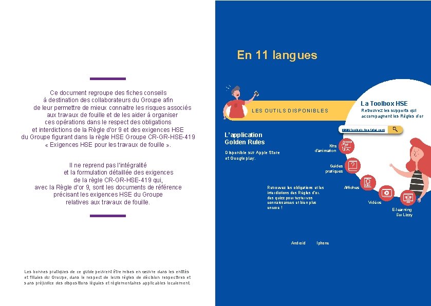 LES OUTILS RÈGLES D’OR En 11 langues Ce document regroupe des fiches conseils à