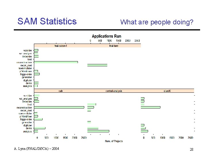 SAM Statistics A. Lyon (FNAL/DØCA) – 2004 What are people doing? 28 