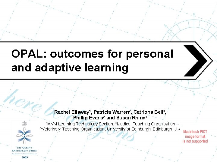 OPAL: outcomes for personal and adaptive learning Rachel Ellaway 1, Patricia Warren 2, Catriona