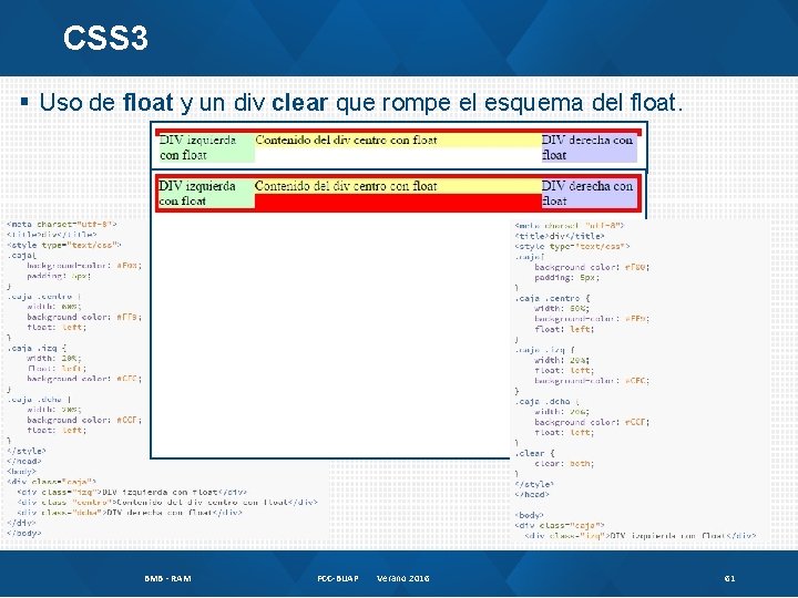 CSS 3 § Uso de float y un div clear que rompe el esquema