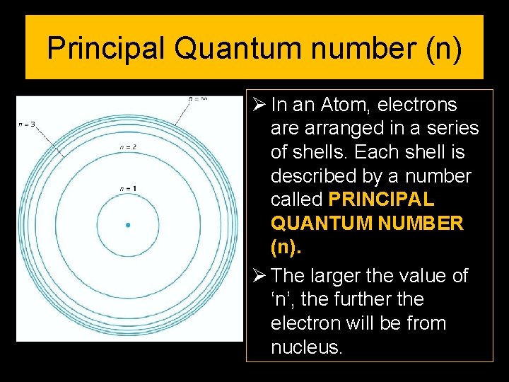 Principal Quantum number (n) Ø In an Atom, electrons are arranged in a series