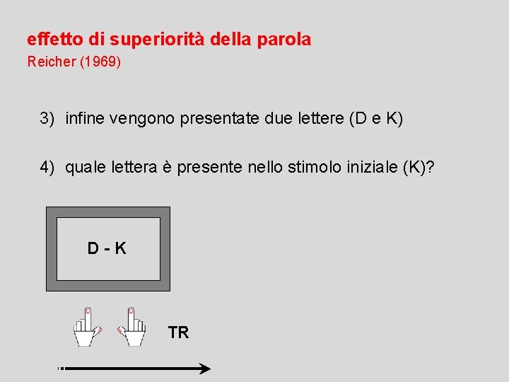 effetto di superiorità della parola Reicher (1969) 3) infine vengono presentate due lettere (D