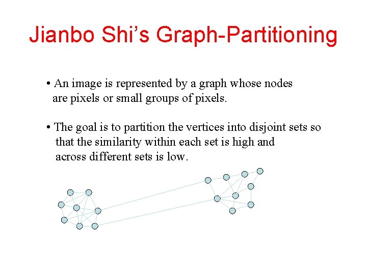 Jianbo Shi’s Graph-Partitioning • An image is represented by a graph whose nodes are