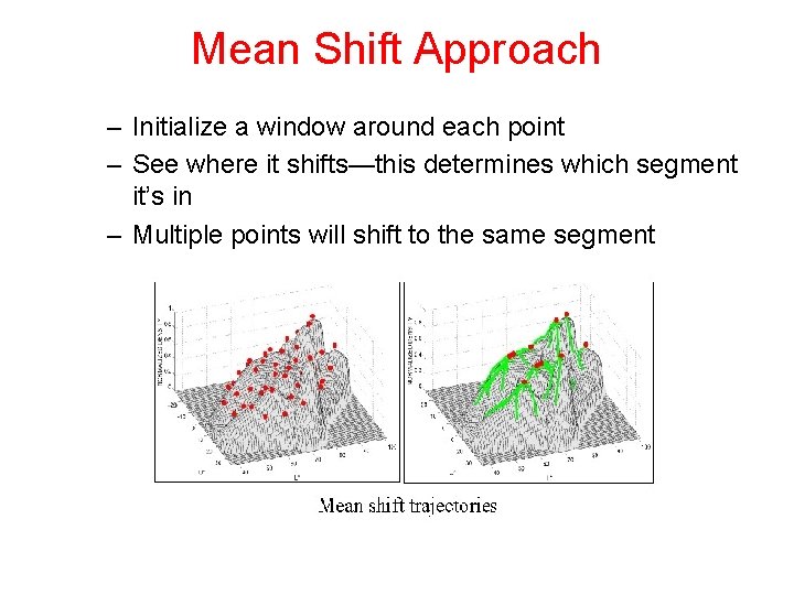 Mean Shift Approach – Initialize a window around each point – See where it