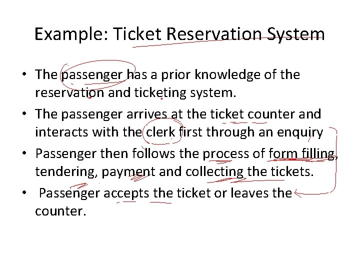 Example: Ticket Reservation System • The passenger has a prior knowledge of the reservation