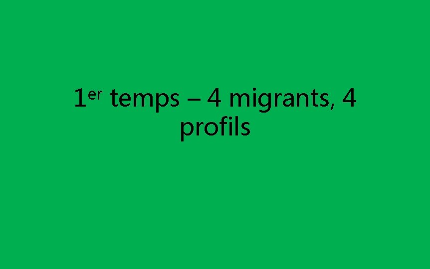 er 1 temps – 4 migrants, 4 profils 