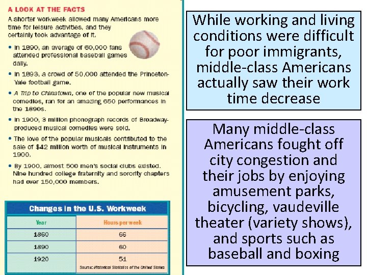 While working and living conditions were difficult for poor immigrants, middle-class Americans actually saw