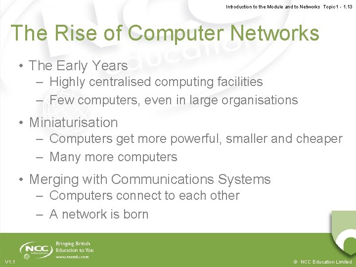 Introduction to the Module and to Networks Topic 1 - 1. 13 The Rise Introduction to the Module and to Networks Topic 1 - 1. 13 The Rise