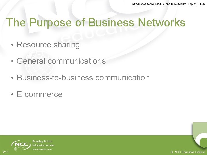 Introduction to the Module and to Networks Topic 1 - 1. 25 The Purpose Introduction to the Module and to Networks Topic 1 - 1. 25 The Purpose