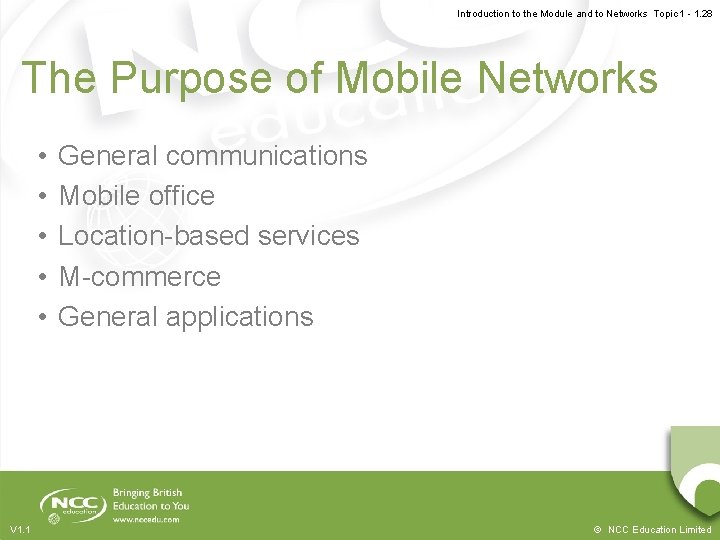 Introduction to the Module and to Networks Topic 1 - 1. 28 The Purpose Introduction to the Module and to Networks Topic 1 - 1. 28 The Purpose