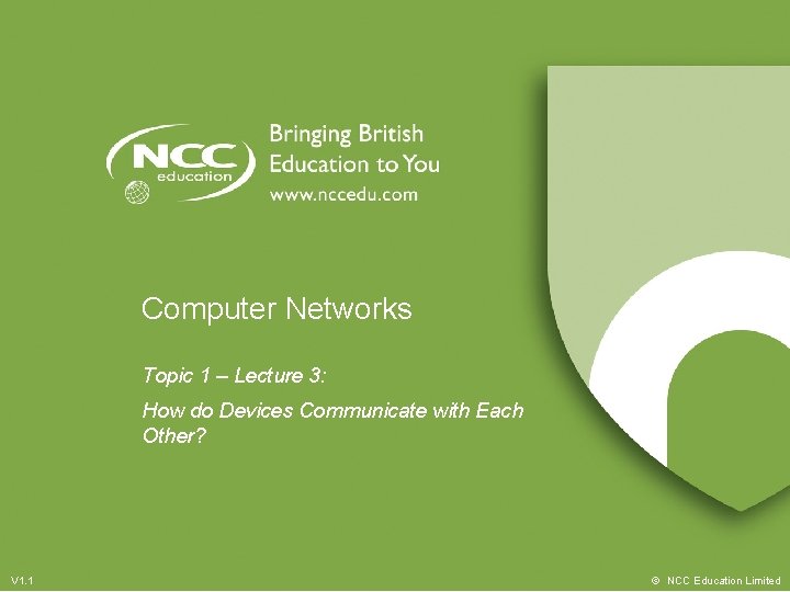 Computer Networks Topic 1 – Lecture 3: How do Devices Communicate with Each Other? Computer Networks Topic 1 – Lecture 3: How do Devices Communicate with Each Other?