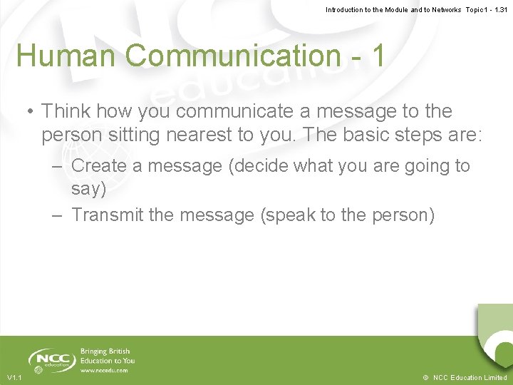 Introduction to the Module and to Networks Topic 1 - 1. 31 Human Communication Introduction to the Module and to Networks Topic 1 - 1. 31 Human Communication