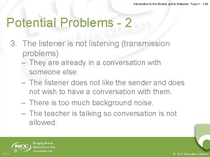 Introduction to the Module and to Networks Topic 1 - 1. 34 Potential Problems Introduction to the Module and to Networks Topic 1 - 1. 34 Potential Problems
