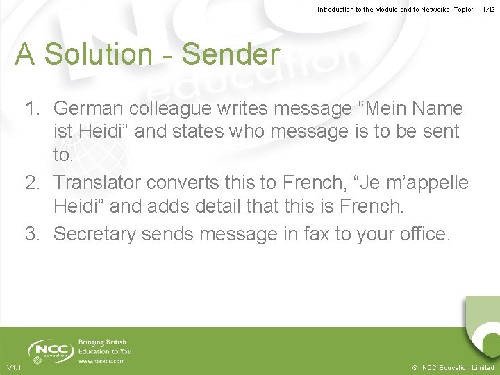 Introduction to the Module and to Networks Topic 1 - 1. 42 A Solution Introduction to the Module and to Networks Topic 1 - 1. 42 A Solution