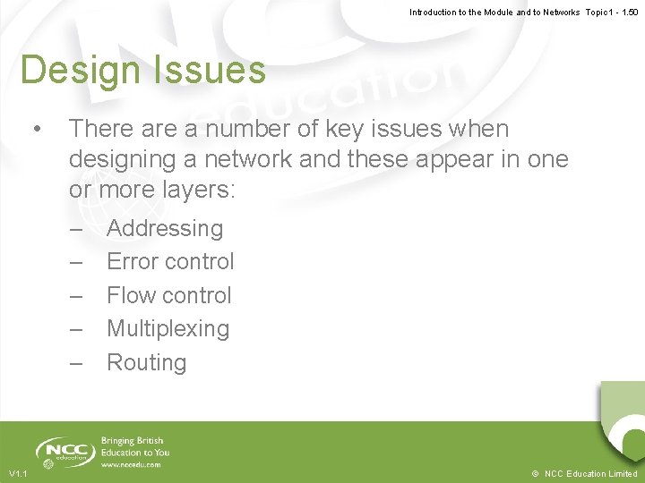 Introduction to the Module and to Networks Topic 1 - 1. 50 Design Issues Introduction to the Module and to Networks Topic 1 - 1. 50 Design Issues