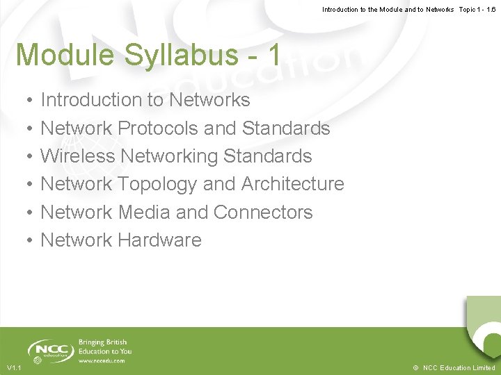 Introduction to the Module and to Networks Topic 1 - 1. 6 Module Syllabus Introduction to the Module and to Networks Topic 1 - 1. 6 Module Syllabus