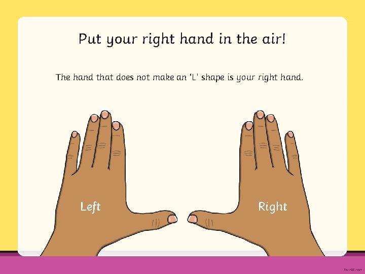 Put your right hand in the air! The hand that does not make an Put your right hand in the air! The hand that does not make an