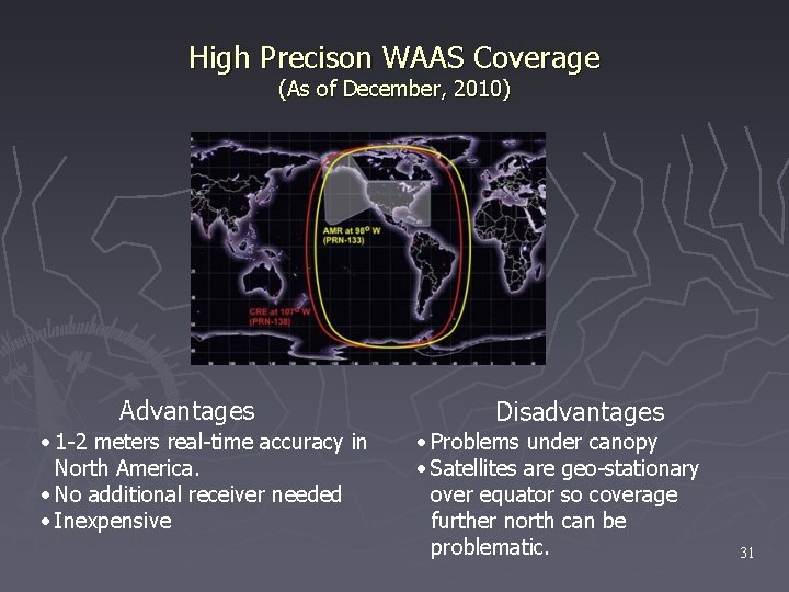 High Precison WAAS Coverage (As of December, 2010) Advantages • 1 -2 meters real-time