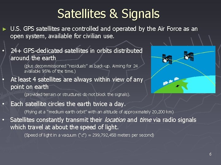 Satellites & Signals ► U. S. GPS satellites are controlled and operated by the