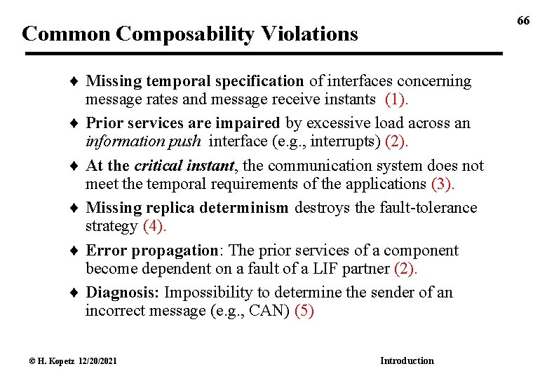 66 Common Composability Violations Missing temporal specification of interfaces concerning message rates and message