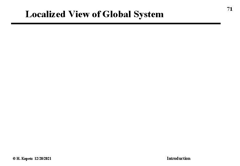 71 Localized View of Global System © H. Kopetz 12/20/2021 Introduction 