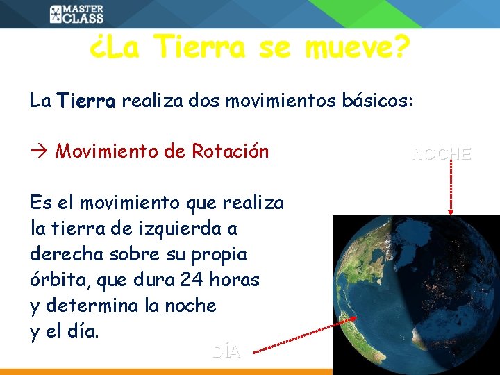 ¿La Tierra se mueve? La Tierra realiza dos movimientos básicos: Movimiento de Rotación Es