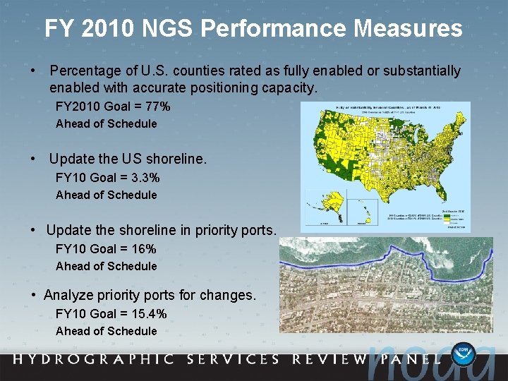 FY 2010 NGS Performance Measures • Percentage of U. S. counties rated as fully