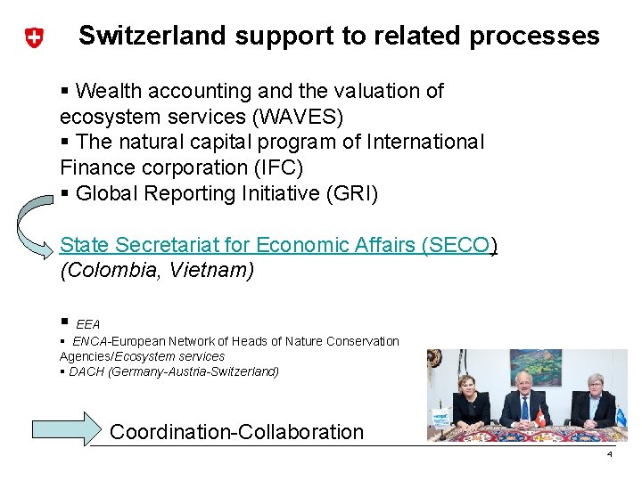 Switzerland support to related processes § Wealth accounting and the valuation of ecosystem services