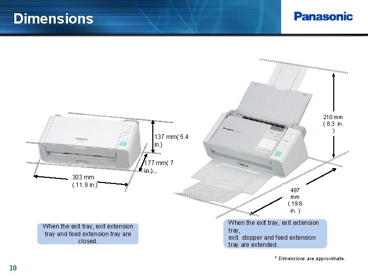 Dimensions 210 mm ( 8. 3 in. ) 137 mm( 5. 4 in. )